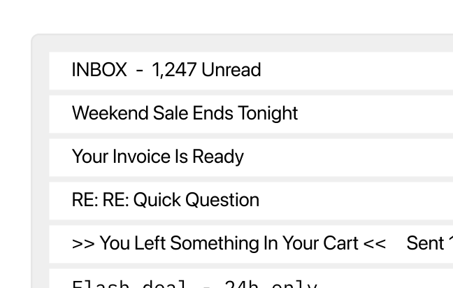 A recovery email buried among 1,247 unread messages in a crowded inbox