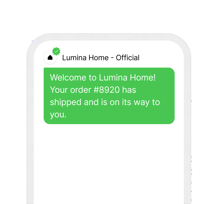 A verified business thread telling a customer their order has shipped