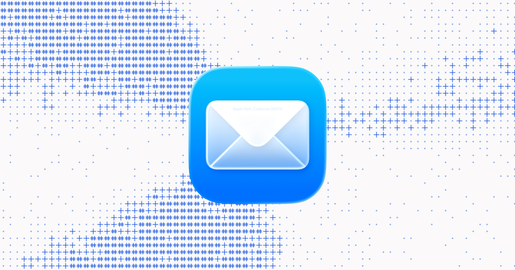 A mail icon standing on a field of blue dots